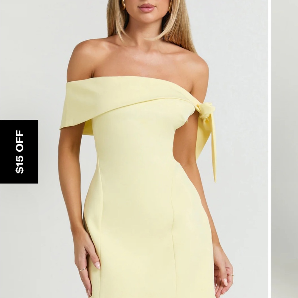 Showpo Strapless Dress in Soft Yellow
